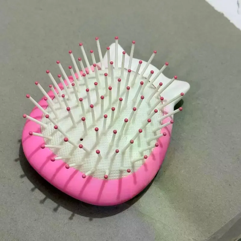 /JCS/Mini Ombre Pink Cat Ear Detangling Hair Brush With Soft Massage Bristles For Travel Daily Use Purse Carry