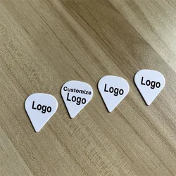 Delrin-Customized Print Logo Guitar Picks, Sharp Shape, White Matt, High Quality, 100Pcs