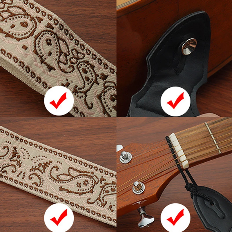 Bakelite Guitar Strap Folk Classic Guitar Crossbody Tungsten Steel Embroidered Pick With Extended Shoulder Strap