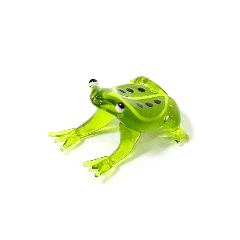 2 Stück Bunte Mini-Glas-Tierfiguren Niedliche Frosch-Miniatur-Statuen Ornamente für Zuhause Tischdekoration Feengarten Bonsai Deko-Zubehör – Detail 9