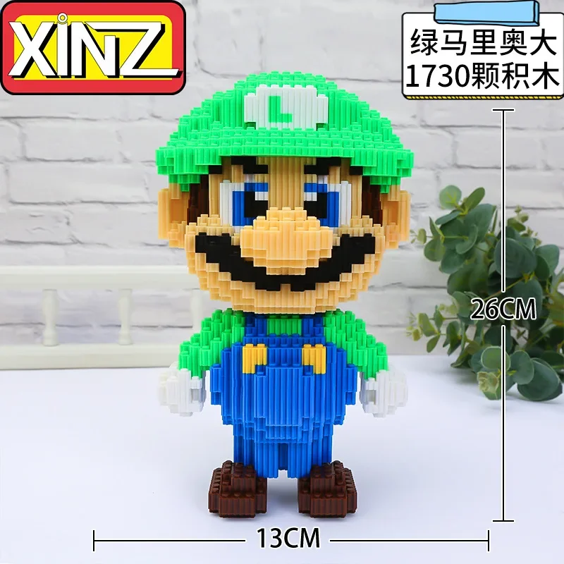 Super Mario Bros Micro Building Blocks Luigi Yoshi 50/100cm 3D Model DIY Puzzle Magic Mini Bricks Figure Toys For Christmas Gift