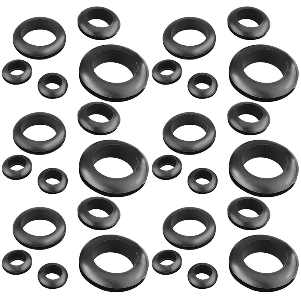 

105pcs Rubber Grommets Wiring Protection Kit Round Hole Plugs Electrical Wire Gasket Assorted Rubber Ring Grommet For Cars