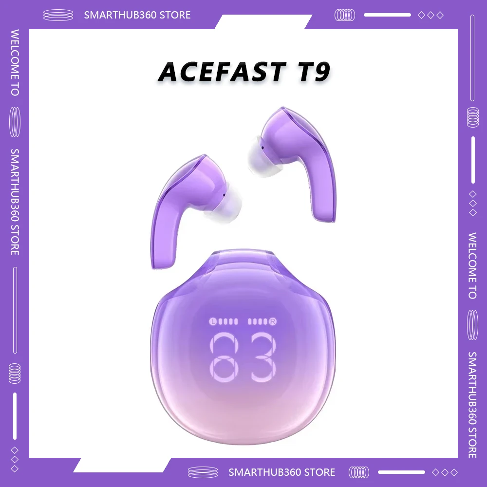 ACEFAST T9 Bluetooth Wireless Earphone Bluetooth IPX4 Waterproof Headset Gift 5.3 Stereo Surround Noise Reduction Hi Res Earbuds