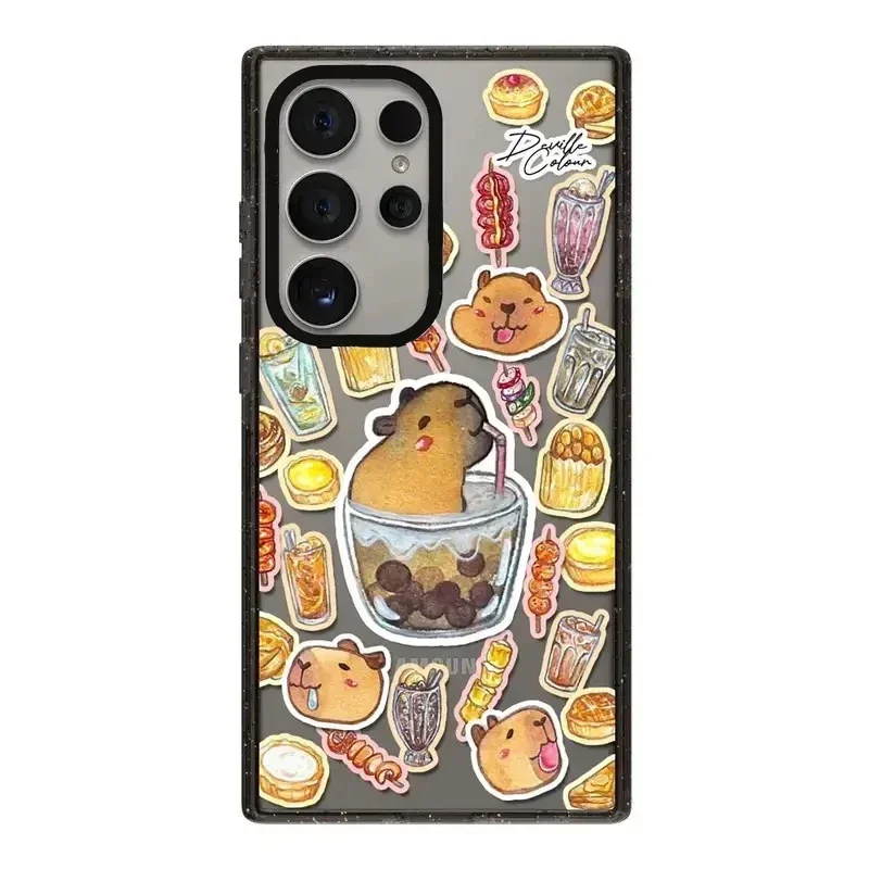 Capybara Cartoon Acrylic Black Border Protective Case for Samsung Galaxy S 22 S23 S24 Ultra S22+ S23+ S24 Plus Shell