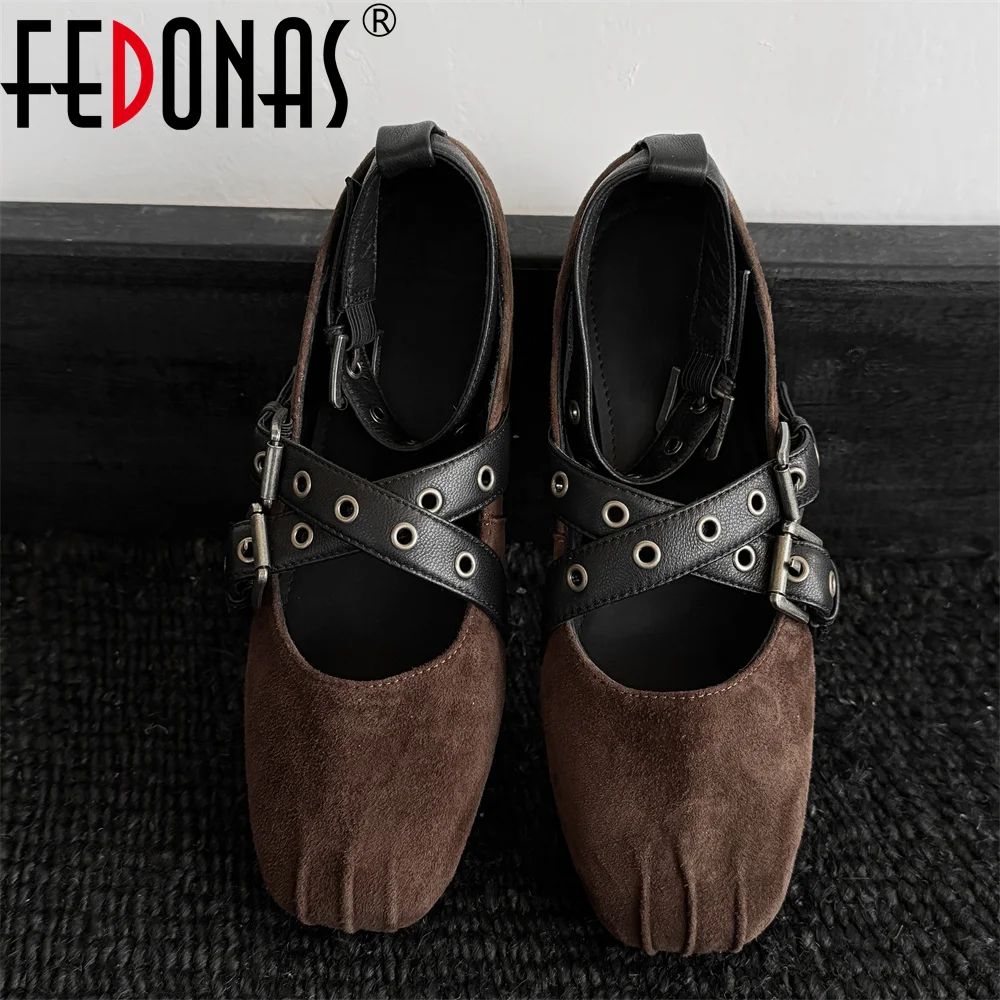 FEDONAS New Luxury Brand Suede Shoes Women Flats Buckles Women's Loafers Leopard Fashion Street Spring Summer Flats Shoes