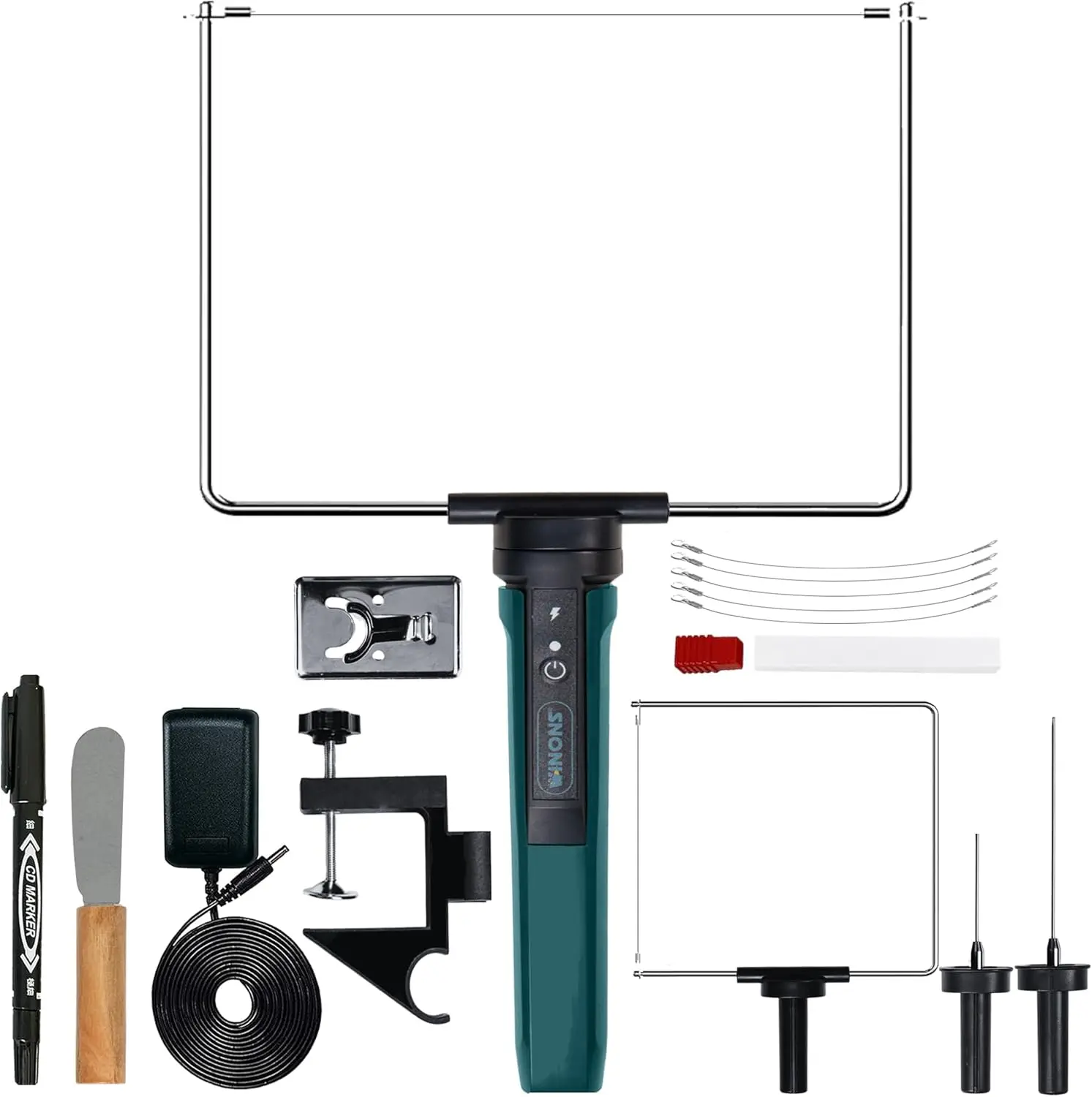 

Hot Wire Foam Cutter Tool with 450°C Max Temperature, Wide Cutting Zone for Polystyrene and Styrofoam, Kit of 15