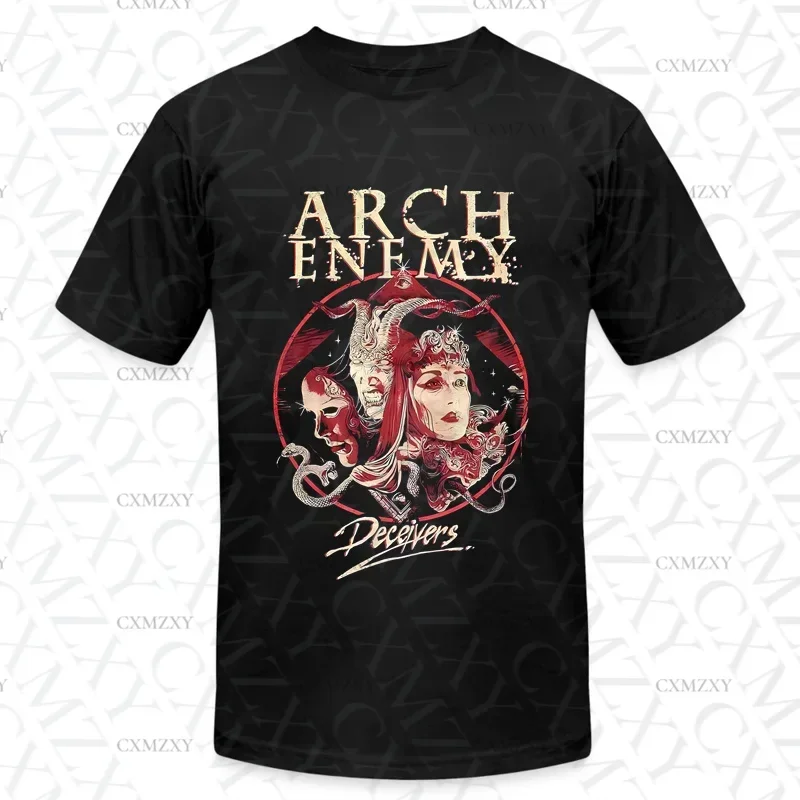 

Men t shirt Casual Arch Enemy Summer Deceivers Tour T-shirt Graphic Summer Short Sleeves 100% Cotton S-3XL