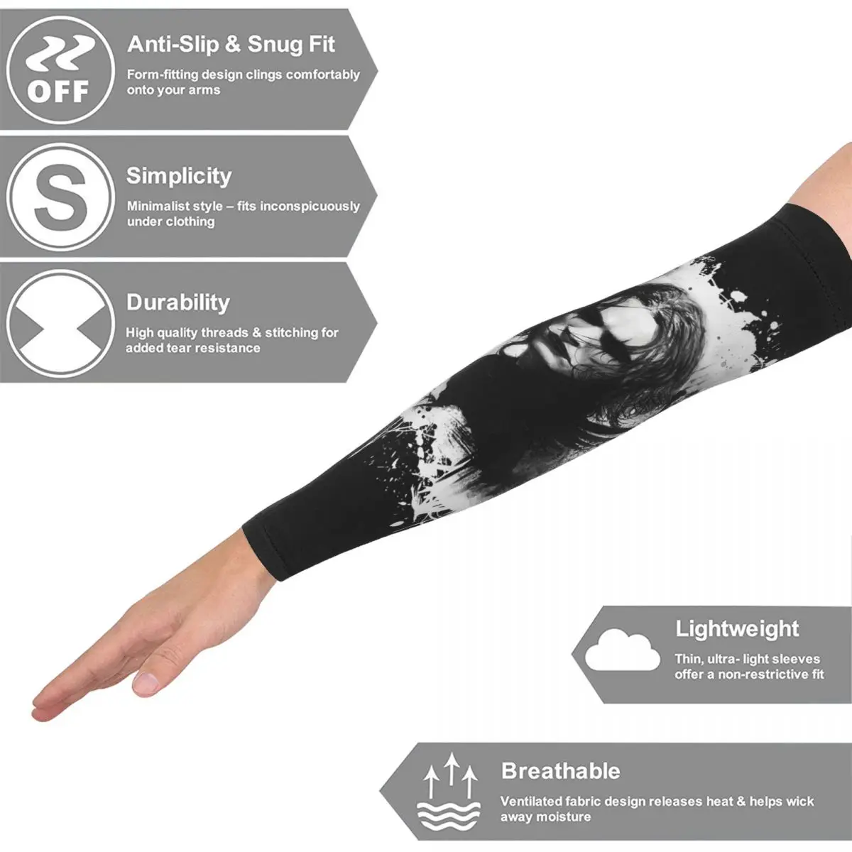 Eric Draven-The Crow Arm Sleeves Мужчины Женщины Защита от солнца и ультрафиолета Татуировки Прикрытие Спорт Охлаждение Велоспорт