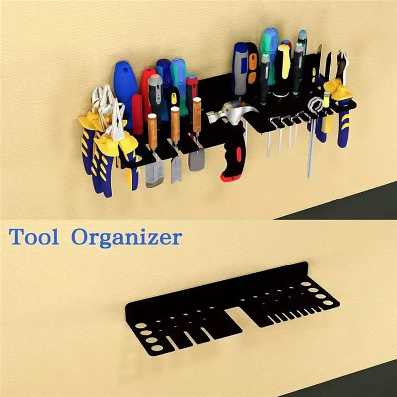 AB34-Screwdrivers Tool Organizer Hammer Pliers Wall Mounted Metal Storage Workshop Workbench Small Tool Storage