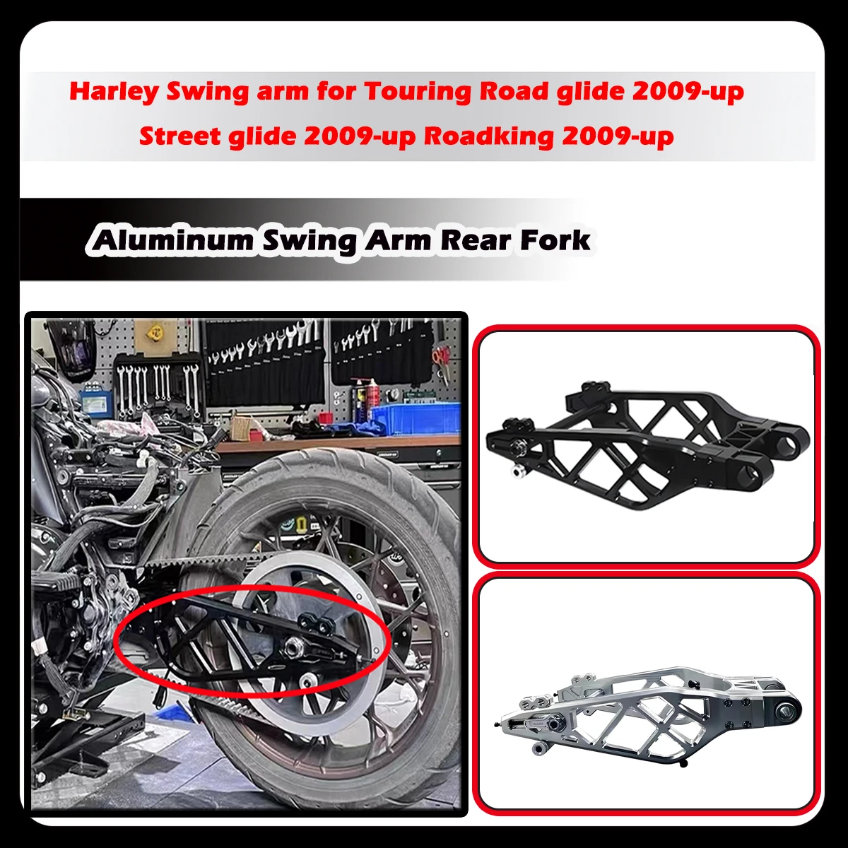 Motorcycle Aluminum Swing Arm Rear Fork for Harley Touring Road glide Street glide Road king 2009-up Swing Touring