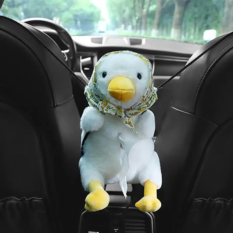 Car Tissue Holder Zippered Wipes Dispenser With Plush Animal Portable Automobile Napkin Storage Organizer Cartoon Cute Decor