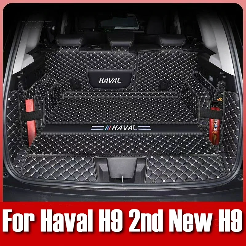 

Для Haval H9 2nd New H9 2024 2025 Защитный коврик для багажника из искусственной кожи Водонепроницаемая подкладка для багажника Ковры для багажника Автомобильные аксессуары