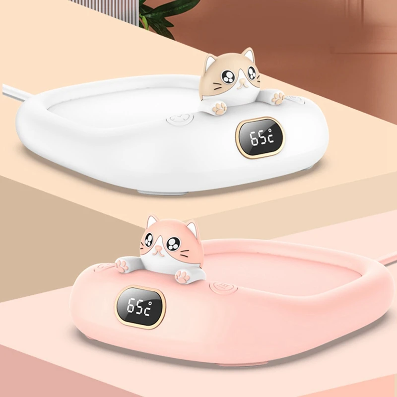 قدح قهوة ذكي للقطط اللطيفة ، مدفئ للمشروبات لمياه الشاي بالحليب ، مكتب مناسب ، مكتب منزلي ، طبق تدفئة بالشموع مع 4 درجات حرارة ، سهل التركيب