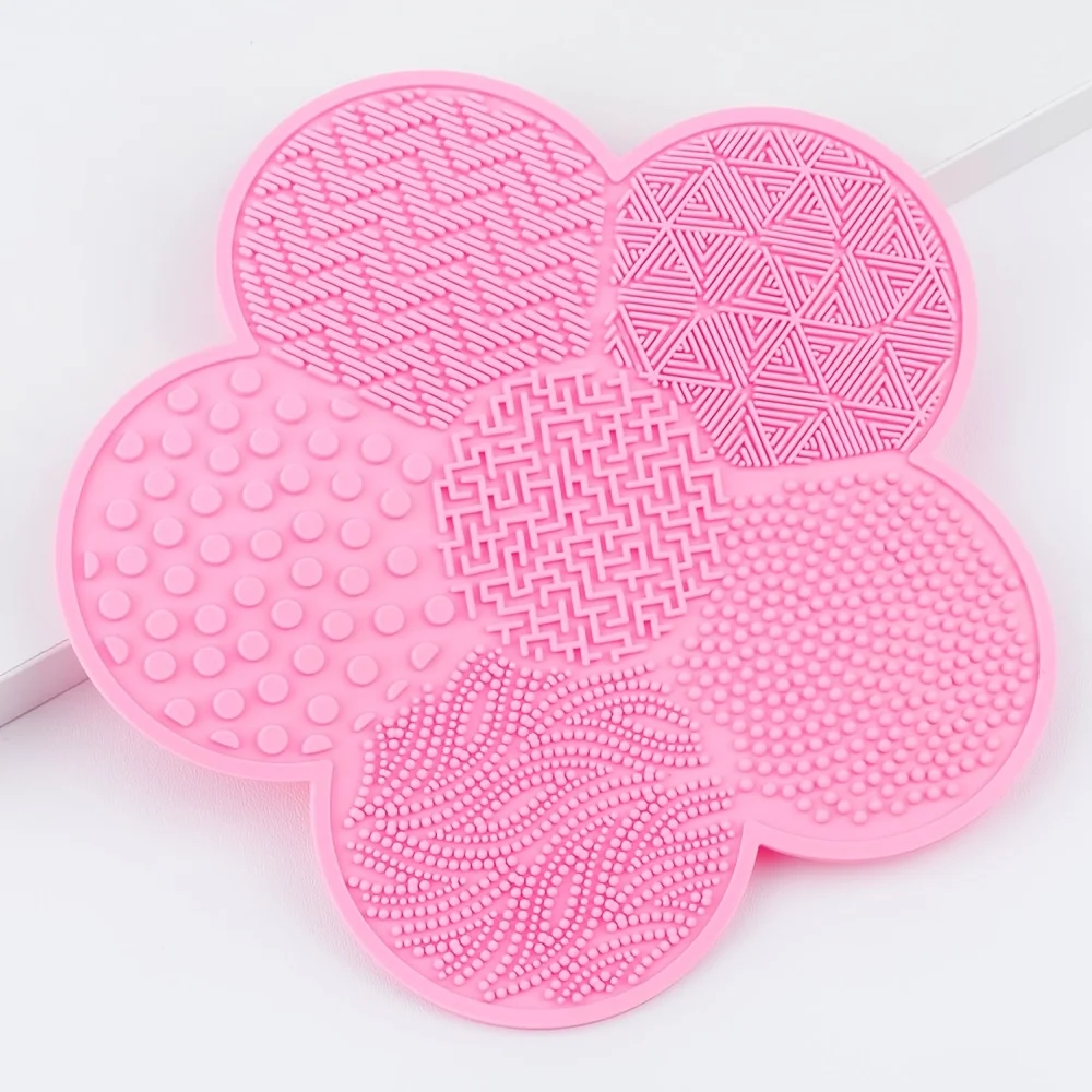 Silicone Flower-Shaped Cleaning Pad, Makeup Brush And Tool Cleaning Pad, With Suction Cup For Cleaning Powder Puffs.