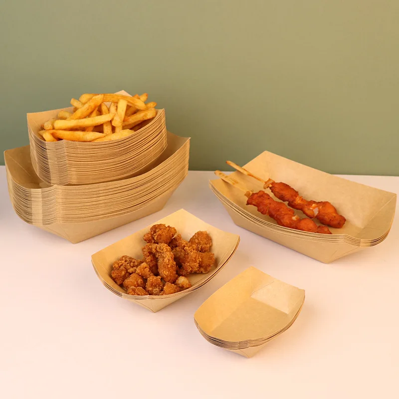 50 Pcs Disposable Sushi Wood Boat Catering Event Sushi Boat Tray Serving Bamboo Leaves Opening Plates Restaurant Tableware