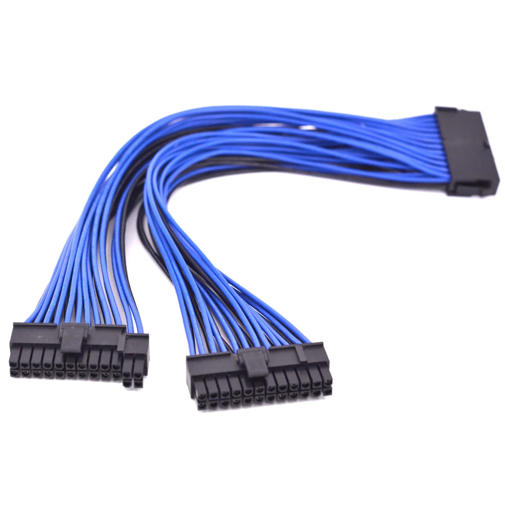 24Pin ATX 1 to 2 Power Supply Extension Cable PSU Power Port Multiplier 24 Pin Male to Female Port Y Splitter Motherboard Cable