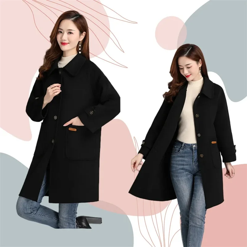 Double-Sided Wool Jacket Female Temperament Long Woolen Coat Women2024Autumn Winter New Windbreaker High-Quality Korean Overcoat