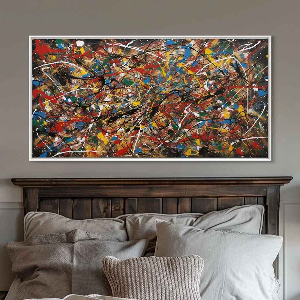 

Modern Abstract Jackson Pollock Style Art Canvas Painting Colorful Free Line Large Size Posters Prints Office Bedroom Home Decor