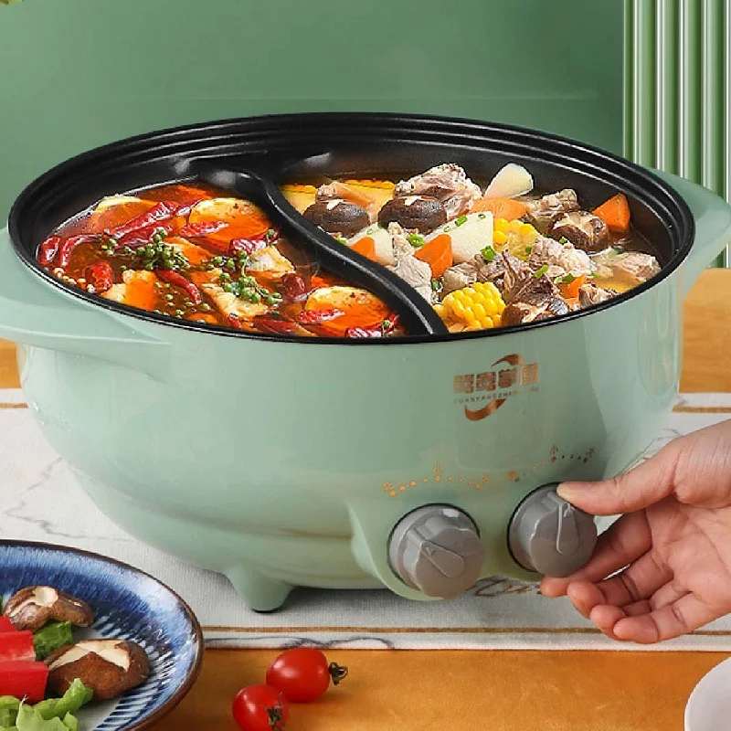 6l Yuanyang Elektrische Hete Pot Huis Multifunctionele Alles-In-Één Elektrische Kookpot Elektrische Kookpot Antiaanbakgrillpan 2000W