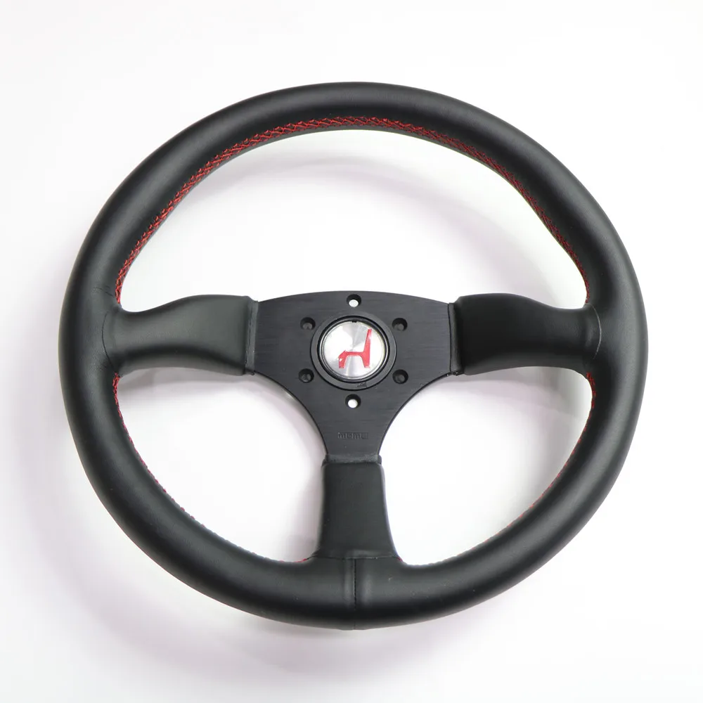 

Car Accessories 14 Inch 340mm Black Real Leather Universal Racing Drift Sport Steering Wheel