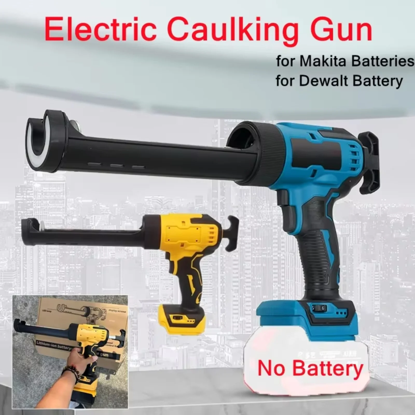 Cordless Caulking Gun 18v/20V power tools Electric Silicone Gun 6 Speeds With LED Light Adhesive Gun For Makita/Dewalt Battery