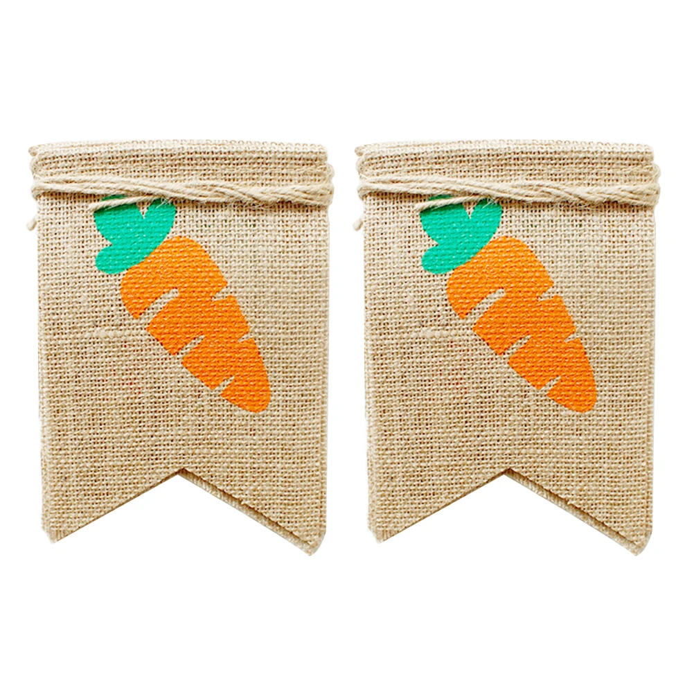 

2Pcs Linen Easter Hanging Flags Colorful Bunting Banner Reusable Party Decorations Home Pub Office Mall Wall Spring nament Scene