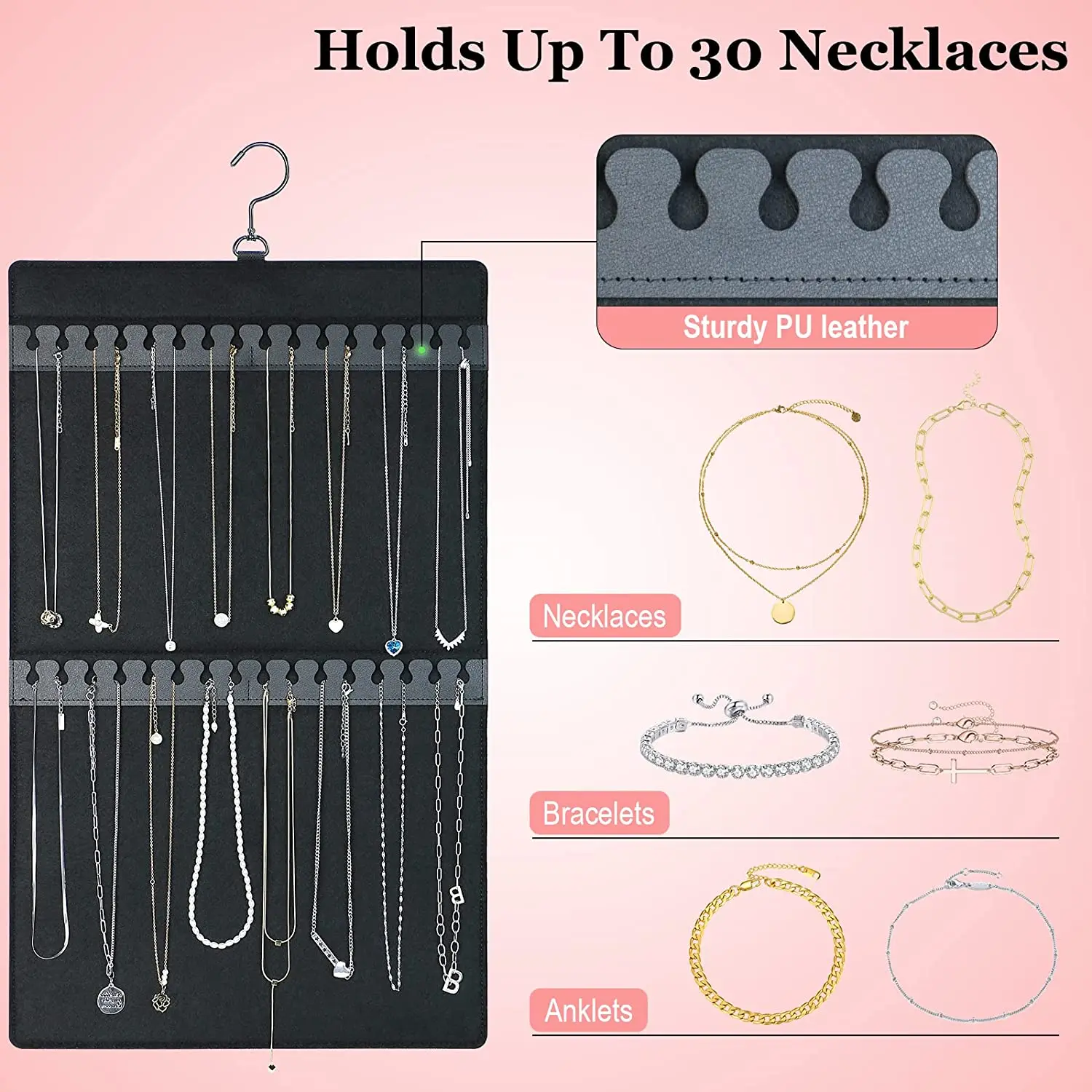 300Pairs Hanging Jewelry Organizer Bag for Earrings Necklace Bracelets Display Storage Double Sided Felt Rotating Hanger Joyero