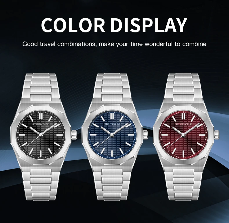 New Hot Selling Specht & Söhne VH31 Quartz Wristwatches Octagon Bezel Steel Watch Sapphire Crystal Luminous 50m Waterproof