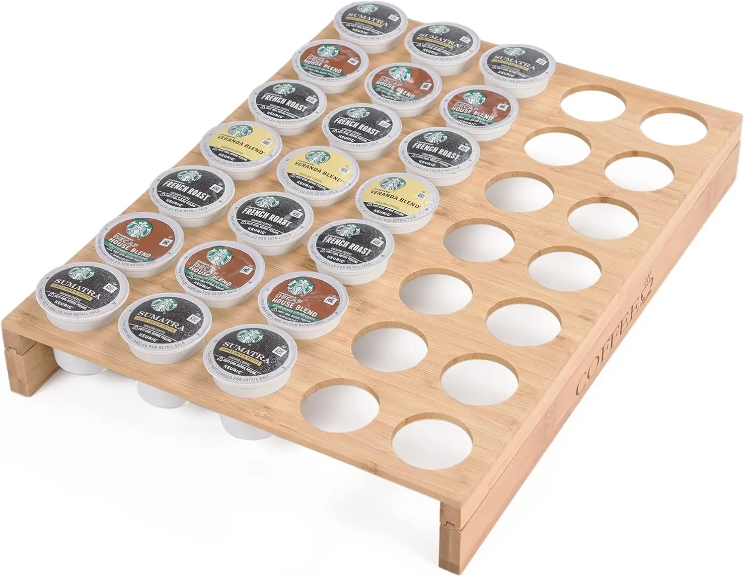 

Bamboo K-Cup Holder for 35 Pods, Countertop or Drawer Coffee Pod Storage, Neat Organizer for Kitchen Office