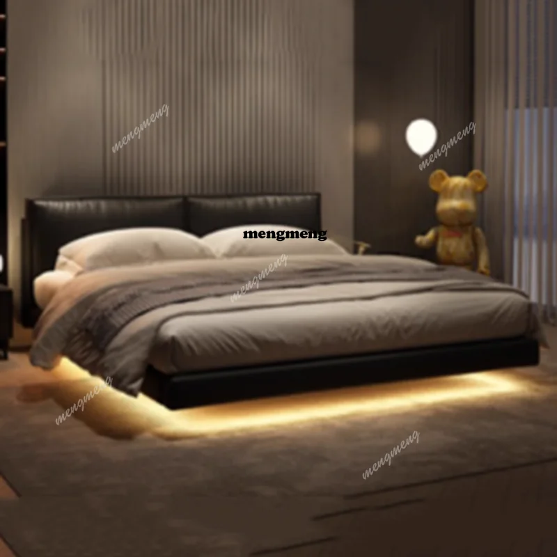 

Простая белая двуспальная кровать для девочек, кожаная спинка, воздушная двуспальная кровать для взрослых, современная большая многофункциональная мебель для дома Cama