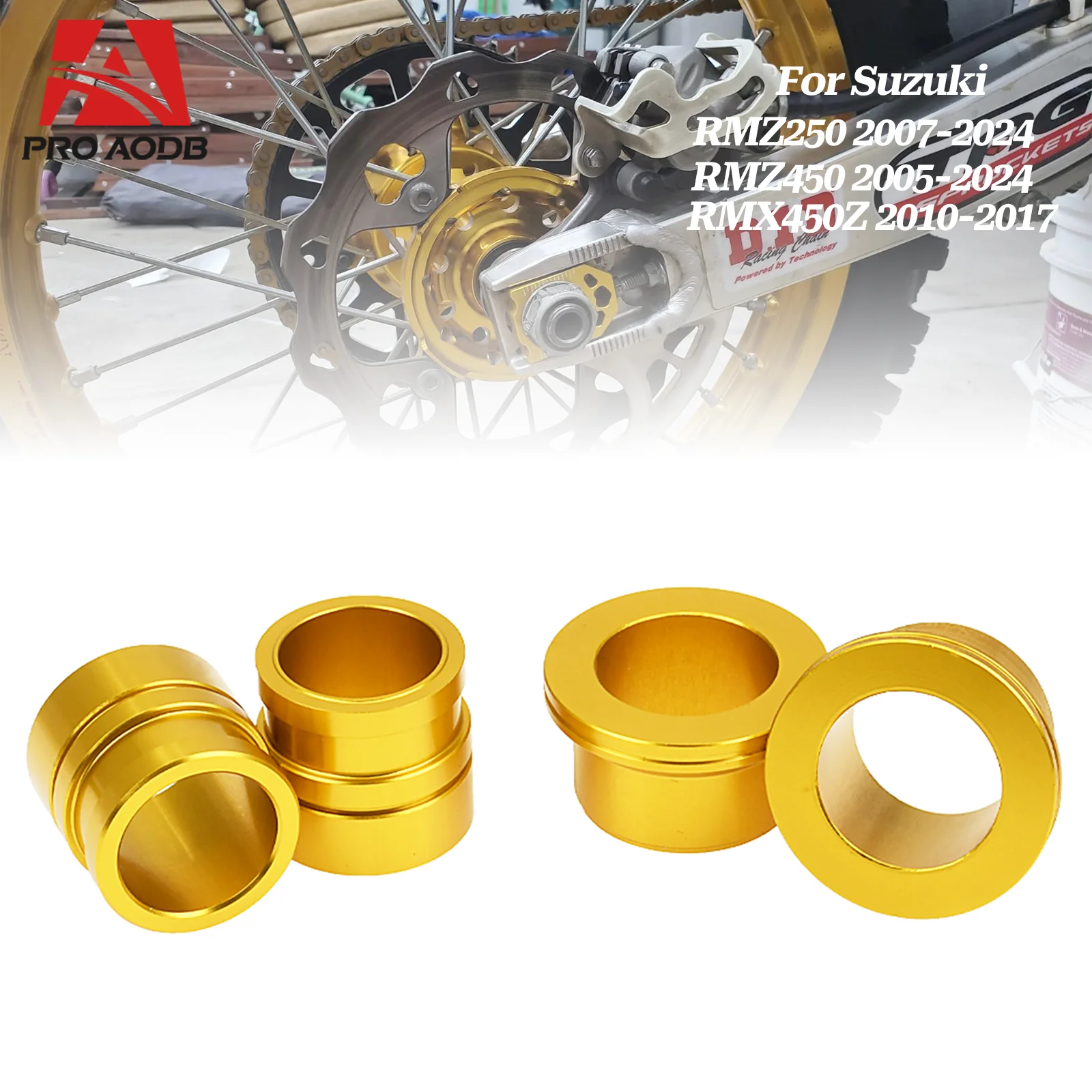 Motorcycle CNC Front Rear Wheel Hub Spacer Fork Bushing For Suzuki RMZ250 RMZ450 RMX450Z RMZ 250 450 450Z Motocross Accessories