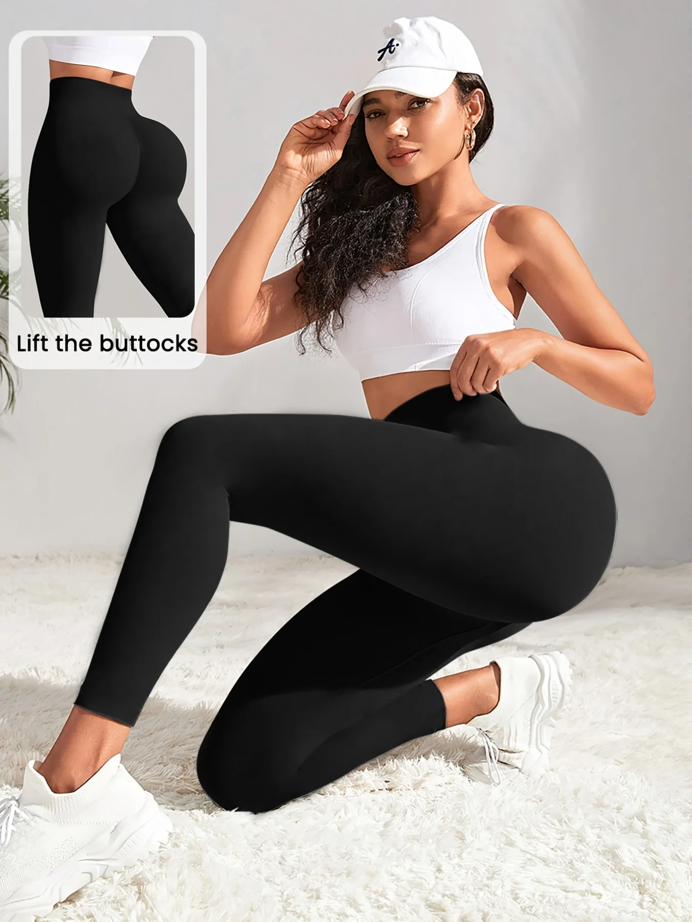 

Черные леггинсы с высокой талией для женщин: эластичные, с эффектом утяжки живота и подтяжки ягодиц, 4-сторонняя растяжимость, дышащие, облегающие, готовые к занятиям йогой