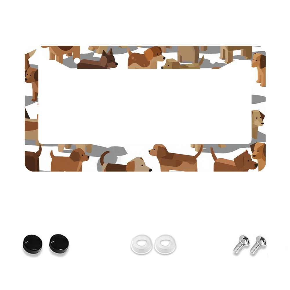 

1 шт. коричневый мультяшный узор собаки, 2 отверстия, рамка номерного знака, алюминиевый материал, 6x12 дюймов с набором винтов, забавное украшение автомобиля, подарок