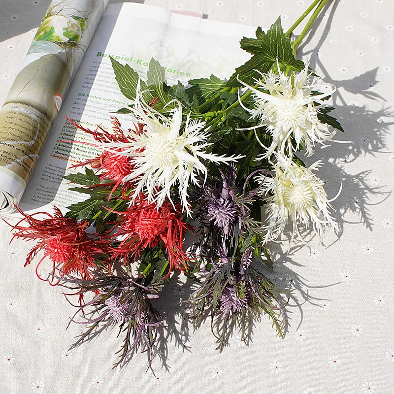 Neue künstliche Stachelknollenblumenzweige aus Kunststoff für Hochzeits- und Partydekorationen, Kunstblumen für Raumdekorationen – Detail 1