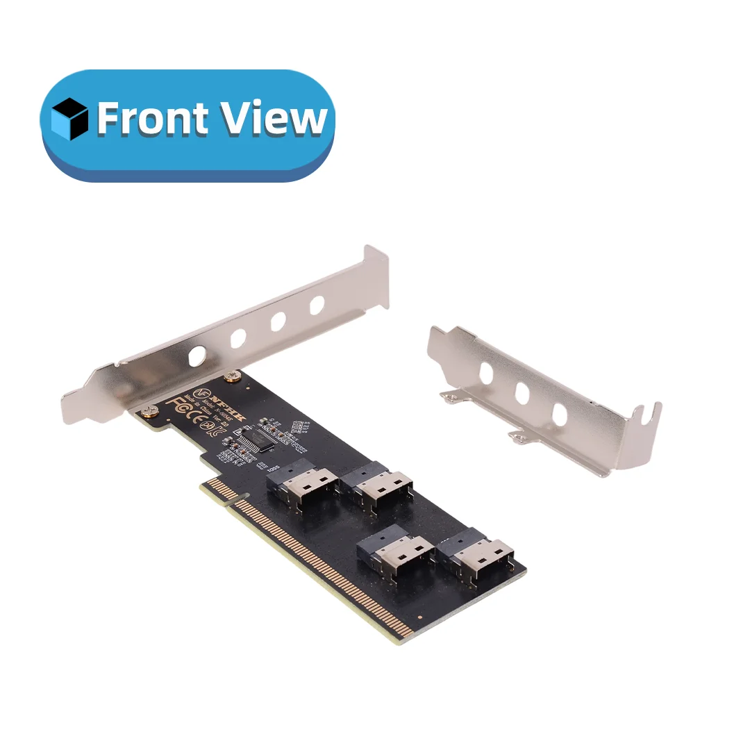 Riser PCI-E X16 To 4-port SFF-8654 4i Array Expansion Adapter Card Motherboard PCIe Split Card with Full / Half Height Baffle