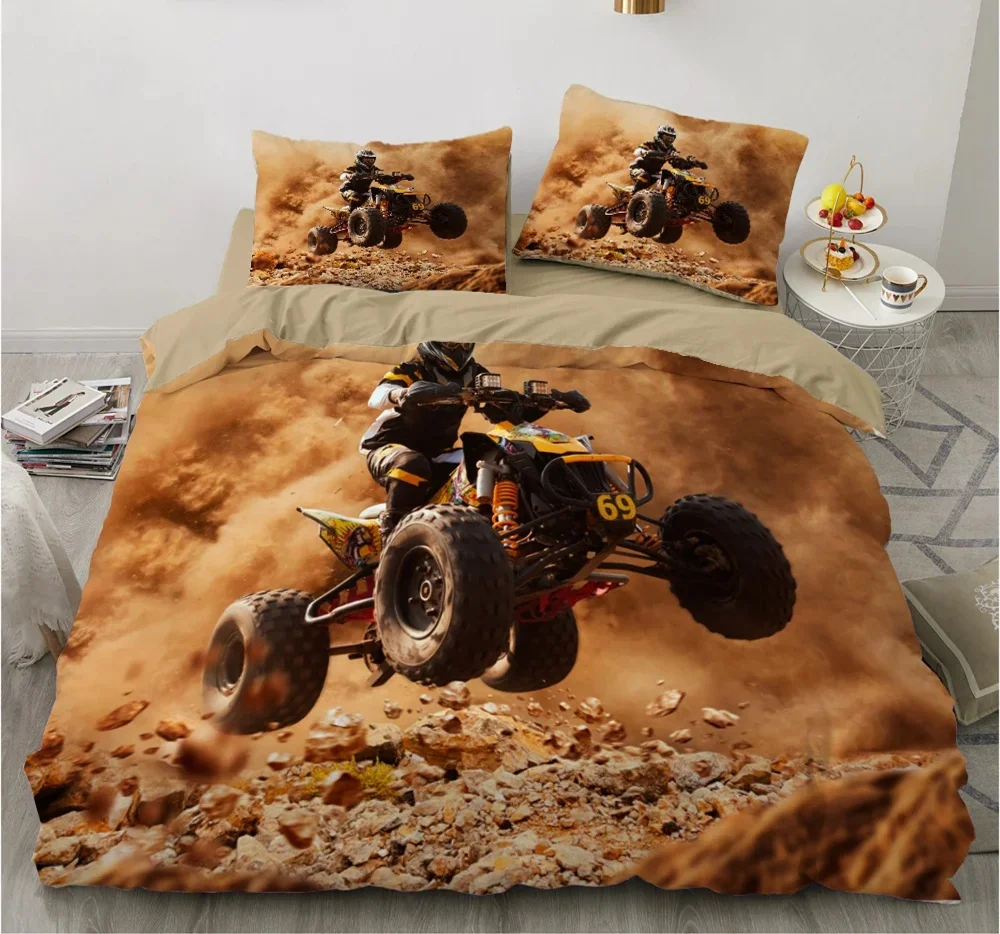 

Motorcycle Bedding Set 3D Print Cars Duvet Cover With Pillowcase Motocross Bedspread Boys Kids Bed Set King Size Home Textiles