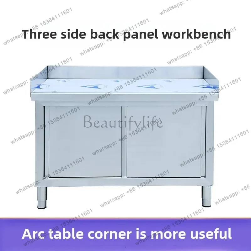 zj. stainless steel kitchen locker back sliding door workbench loading console