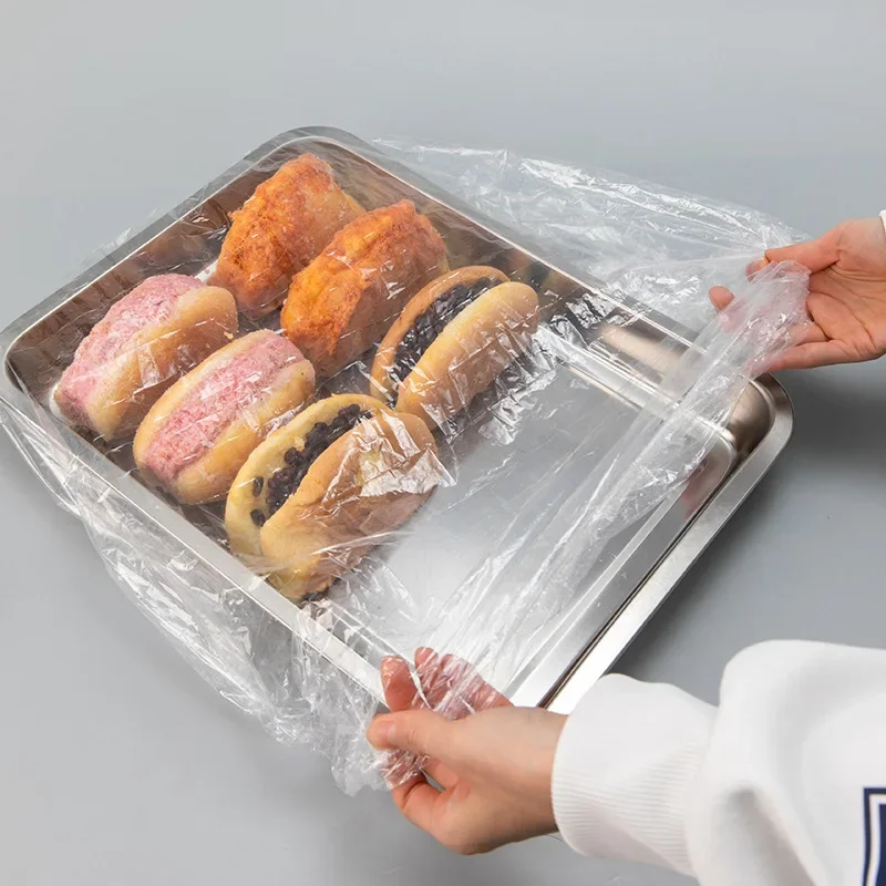 100pcs Cling Film Cover Cling Bag Elastic Mouth Disposable Food Grade Fresh-keeping Plastic Bag Kitchen Organizer
