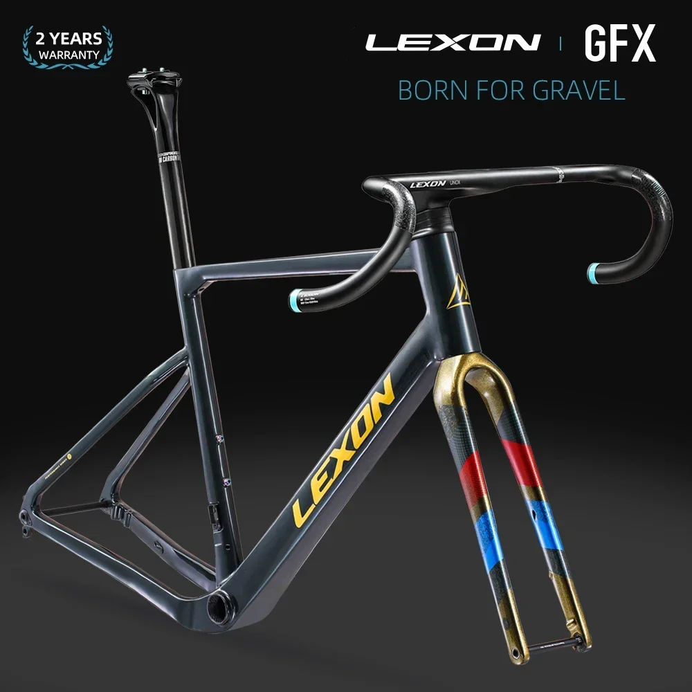 

LEXON Full Carbon Gravel Bike Frame - Disc Brake Cyclocross Frameset - Off-Road Adventure Road Cycling Frame Lightweight