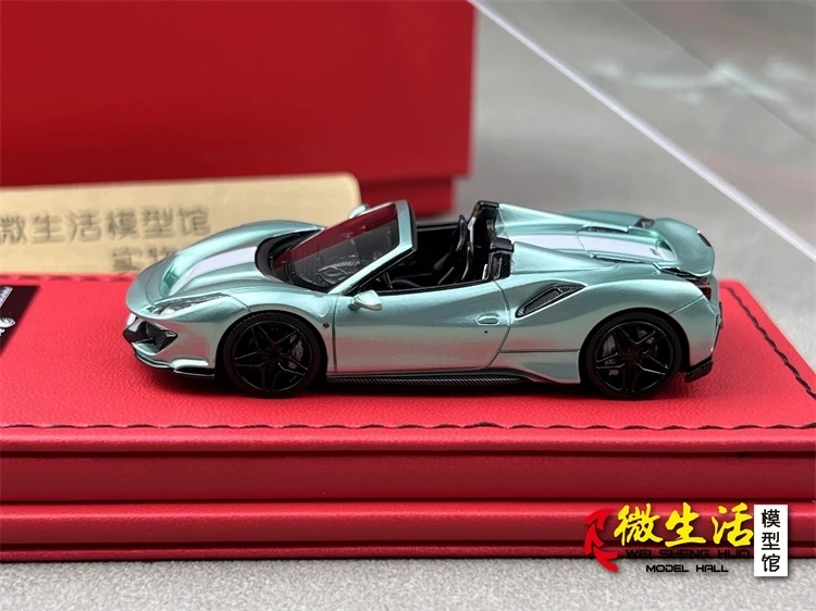 Newly Stocks Rotating Wheel 1:64 488 Pista Spider Ice Green Color Resin Scale Model Car In 2024