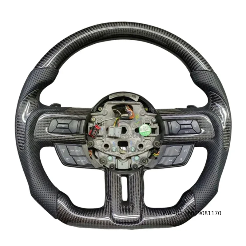 Wholesale Price Carbon Fiber Perforated Leather Wheel Black Stitching Sports Perfect Fit for Car Steering Wheel