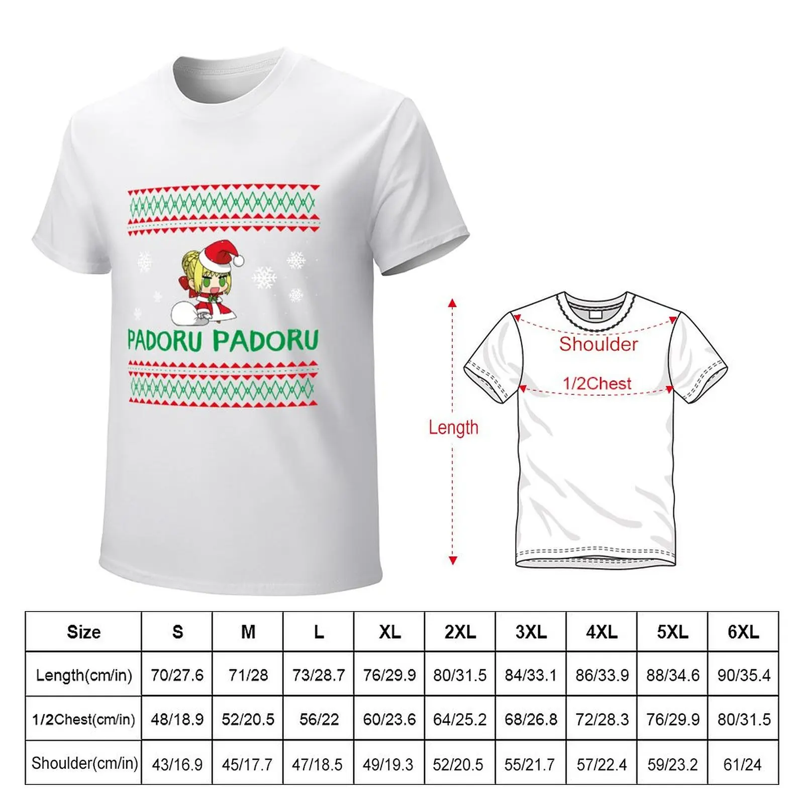 Padoru Christmas Sweater T-shirt heavyweights kawaii clothes sports fans sweat t shirts for men