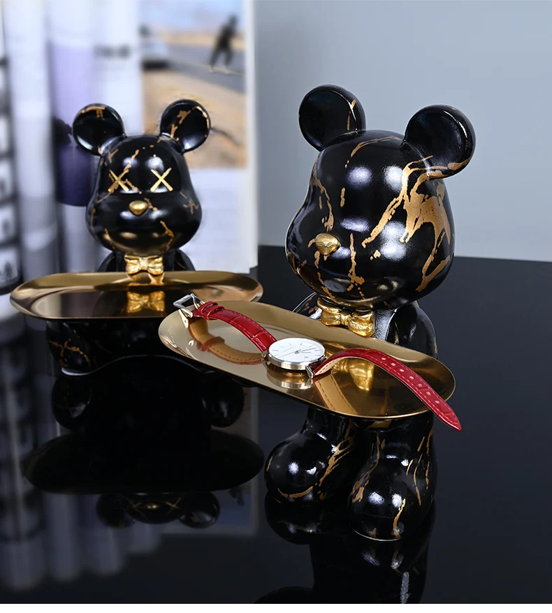 Bunte Bärenstatuen und Skulpturen Butler Figur Ornamente Innen Nordic Dekorative Zimmer Tischdekoration Harz Handwerk Geschenk – Detail 12
