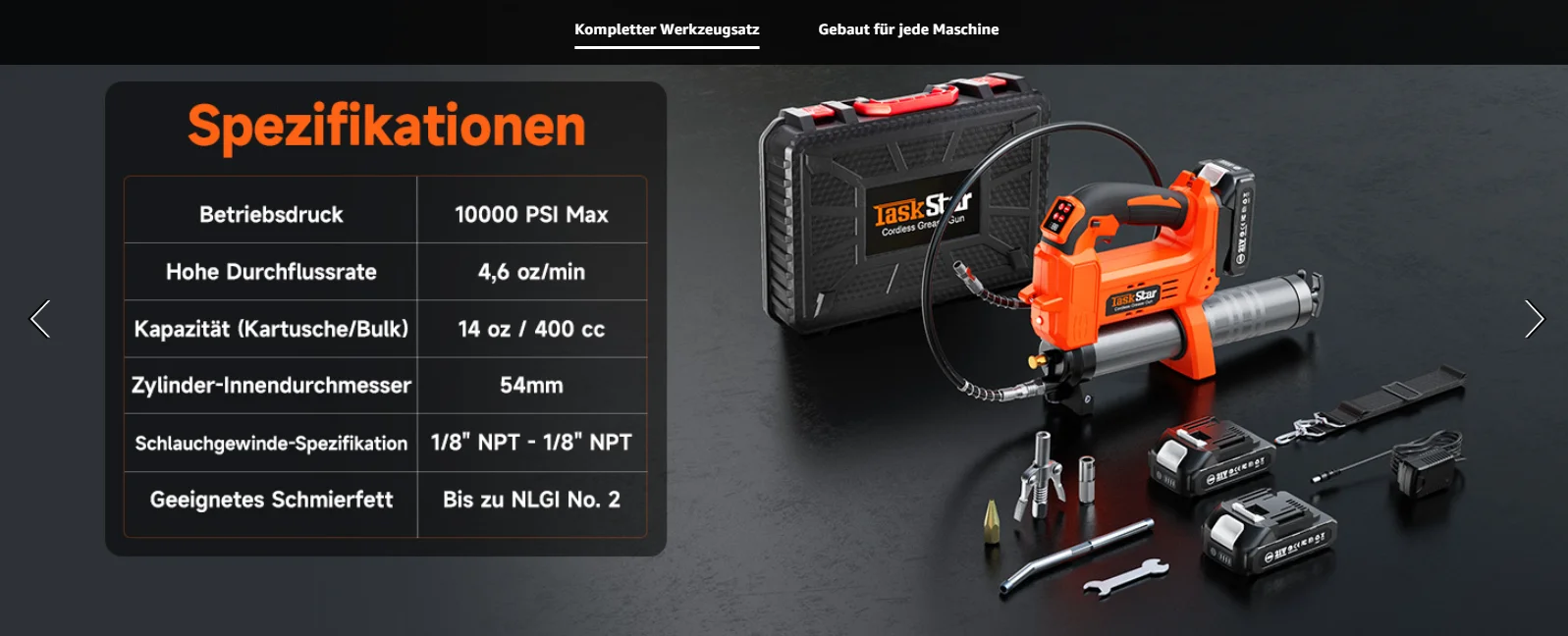 Taskstar 10000PSI Elektrisches Fettpressen-Set, verbesserte Fettpresse 4,6 oz/min für Traktoren, LKWs, für Makita 18V Akku. – Detail 12