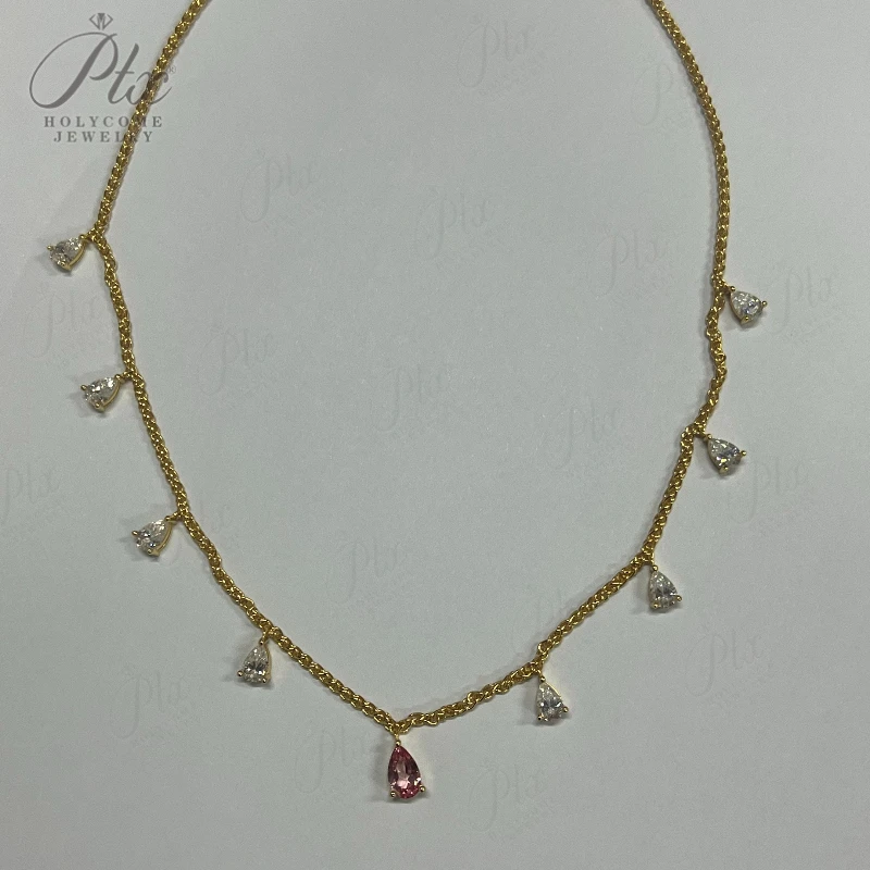 

Total 5CT Diamond Necklace Water Drop Shaped Brilliant Moissanite Necklace Exclusive for Women Classic Jewelry Hypoallergenic