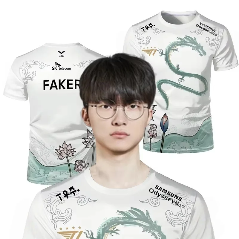 새로운 T1 E-스포츠 클럽 페이커 스페셜 리미티드 에디션 리그 오브 레전드 T1 트렌디 3D 티셔츠 게이밍 스포츠 유니섹스 탑 남성 의류