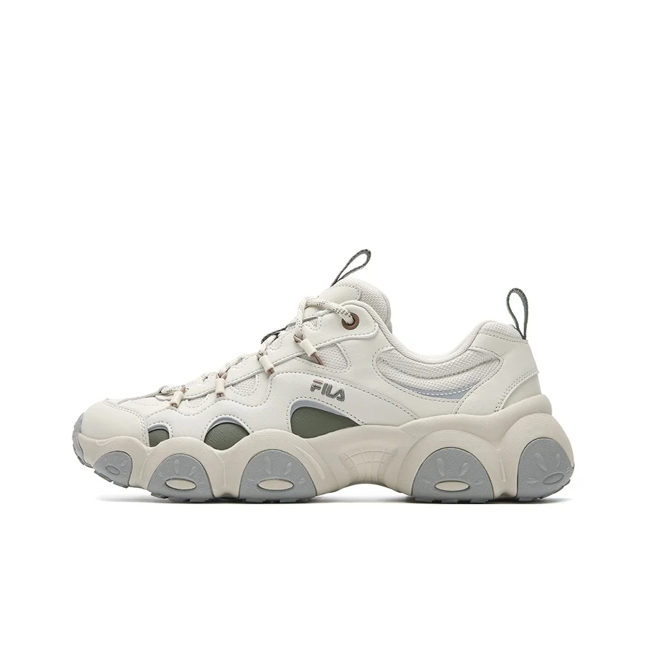 FILA FLUID 7 Cushioning Abrasion Resistant Lightweight Height Increasing Low top Chunky Sneakers Men's White Gray F12M612103FWR