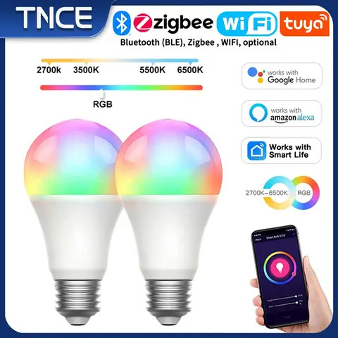 TNCE Tuya E27-lampa Bluetooth/WIFI/Zigbee, dimbar LED-lampa 2700-6500k RGB, Smart Life-app, röststyrning med Alexa Google Home 10 best sales Tuya Smart-lampa - №4