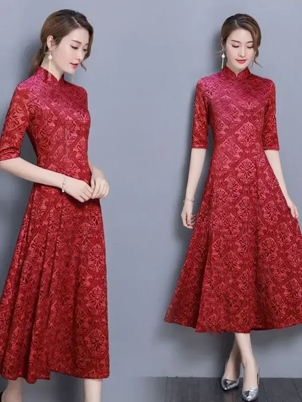 

Chinese Retro Dress Satin Cheongsam Qipao For Women Chinese Traditional Dress Oriental Asian Year Wedding Gown Oriental Dress