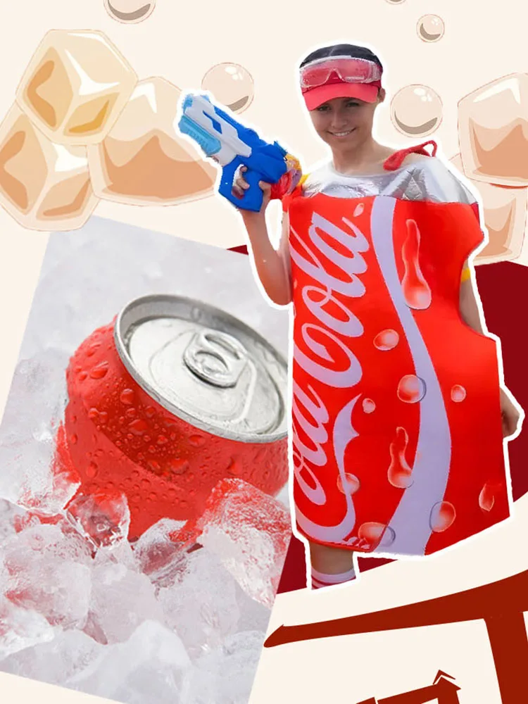 loween Funny Cartoon Coca-Cola Can Costume Props Performance Props Cartoon Doll Clothes Polyester Material Ladies Faion